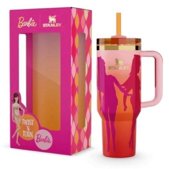 BARBIE™ ’60S TWIST ’N TURN 40 OZ Quencher STANLEY Cup; NEW in box; with BONUS! - Picture 1 of 4